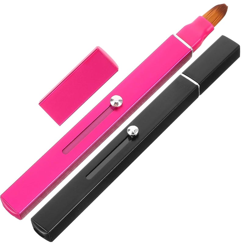2Pcs Retractable Double Head Lip Brush with Cap Portable Lipstick Applicator Makeup Tool - Image 1